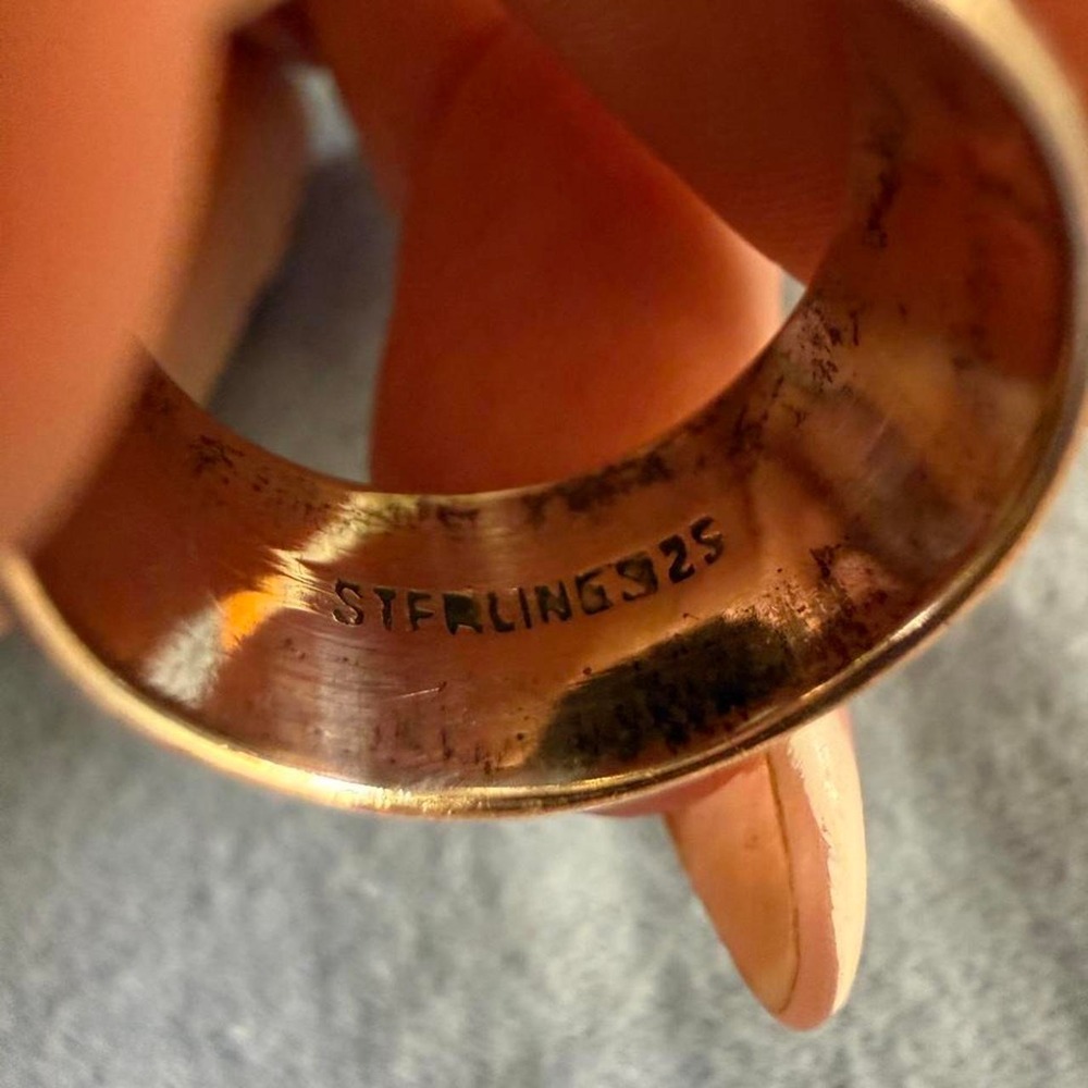 Sterling Silver 925 Intricate Engraved Floral Wide Band Cigar Ring Size 6